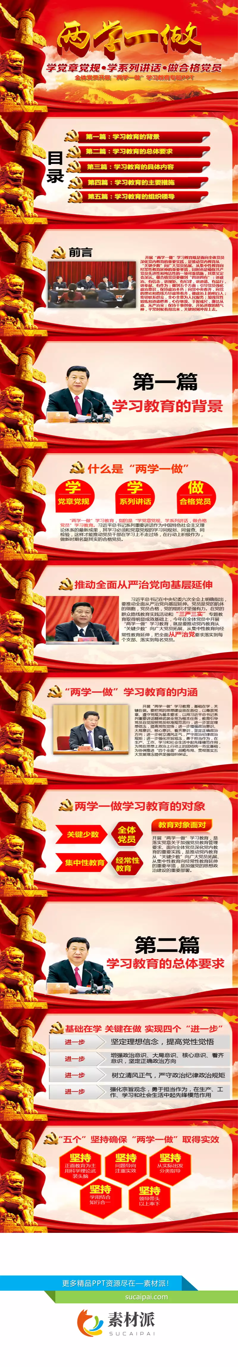 两学一做党课讲稿PPT模板 - 第一PPT1