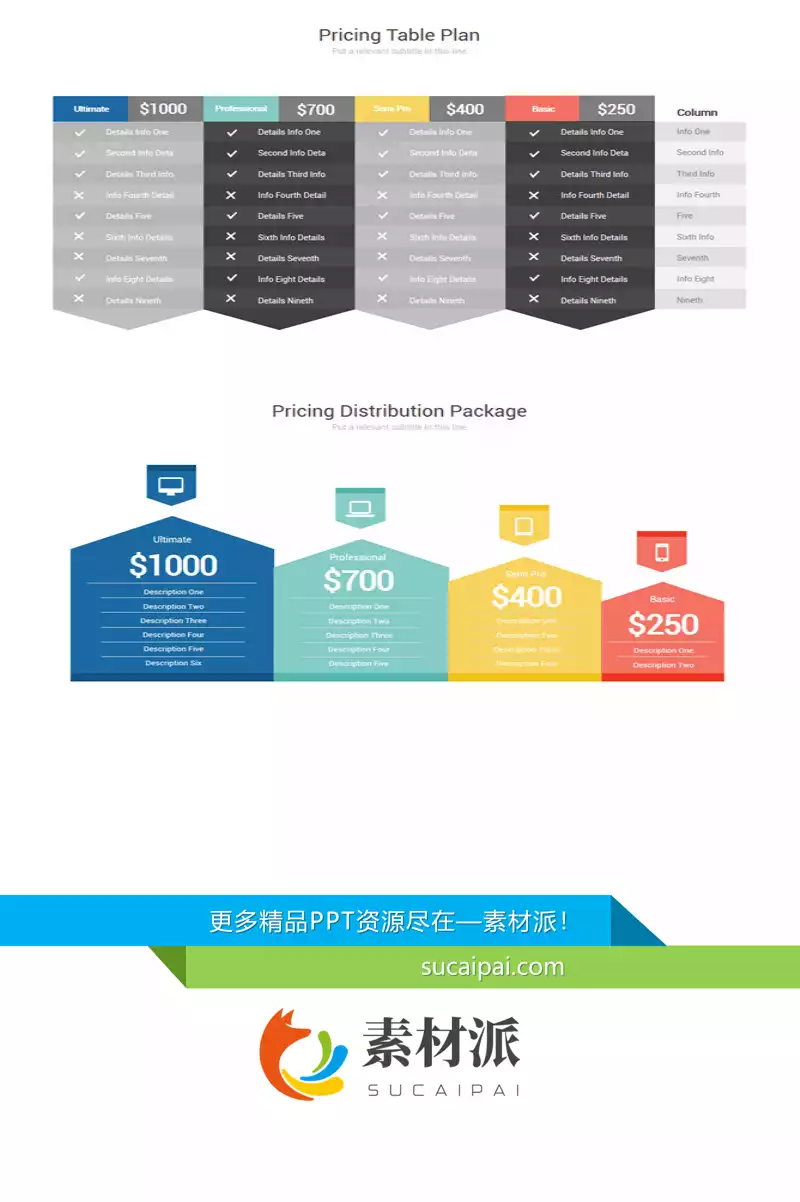 详细价格报价表格PPT模板 - 第一PPT1