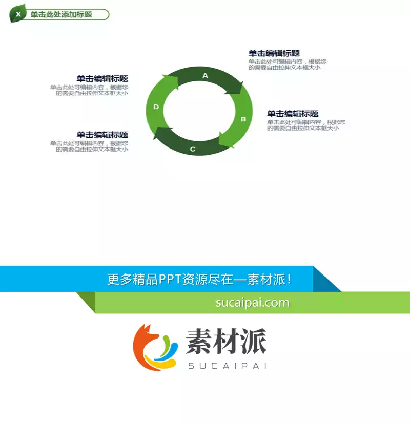 简洁圆环四项循环关系PPT模板 - 第一PPT1