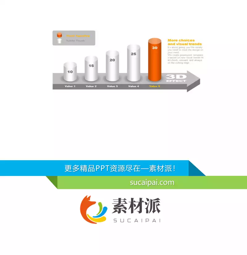 3D立体PPT柱形图模板素材 - 第一PPT1